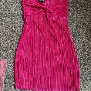 PrettyLittleThing Pink Strapless Sheath Dress